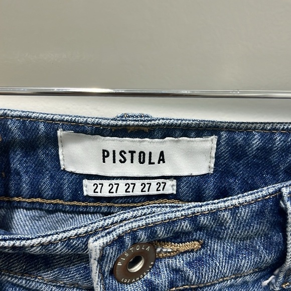 Pistola Denim Light Wash Distressed Mini Skirt Sz 27 - Picture 3 of 7